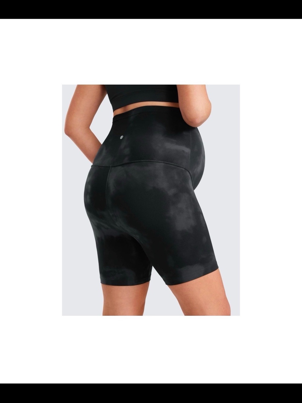 Maternity Black Tie-Dye Biker Shorts
